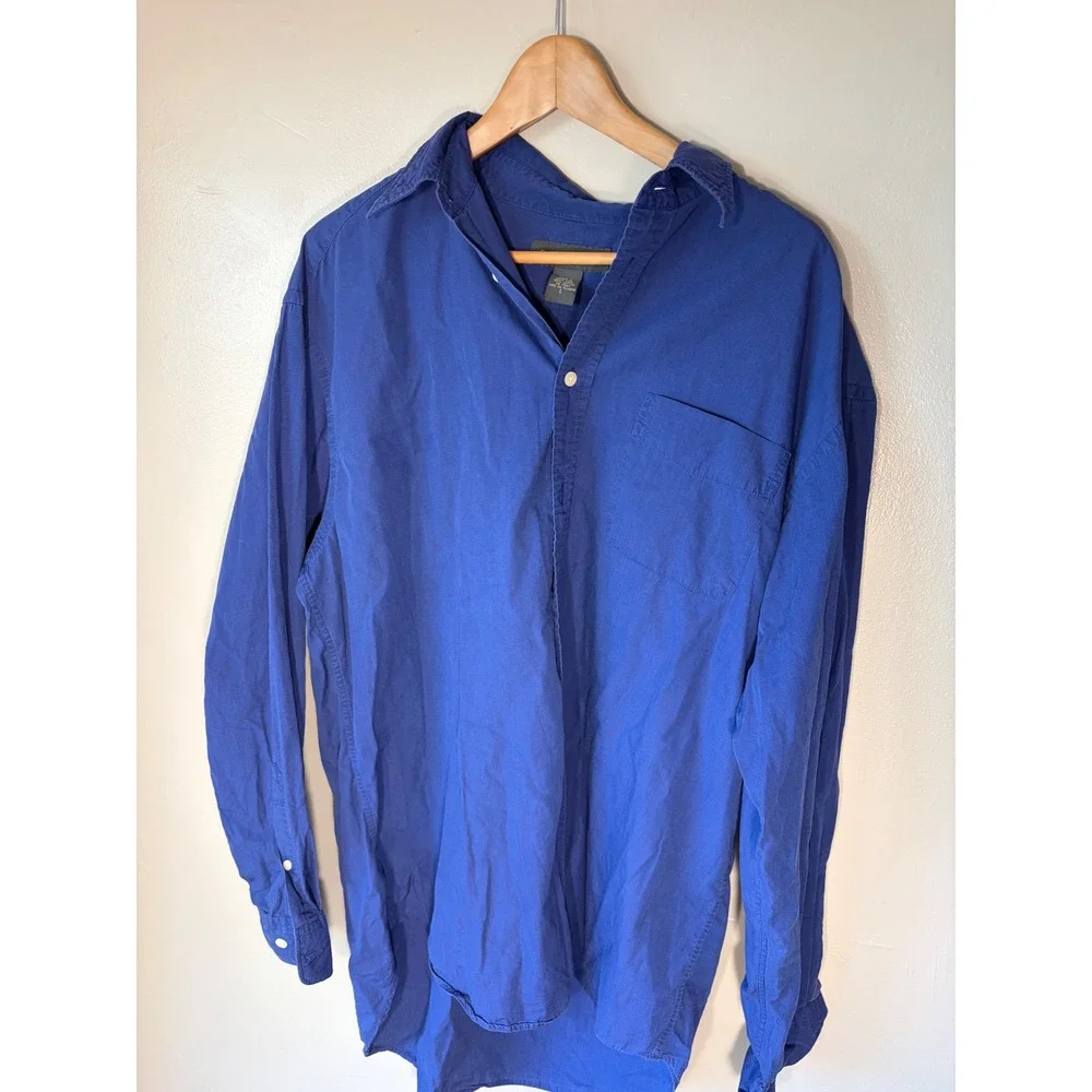 Banana Republic Mens Large Royal Blue 100% Cotton Long Sleeve Button Down Shirt